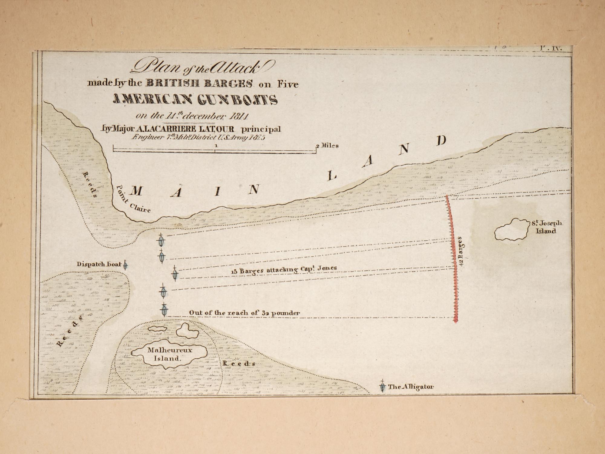 ANTIQUE ETCHING PLAN OF NAVAL ATTACK WAR OF 1812 PIC-2